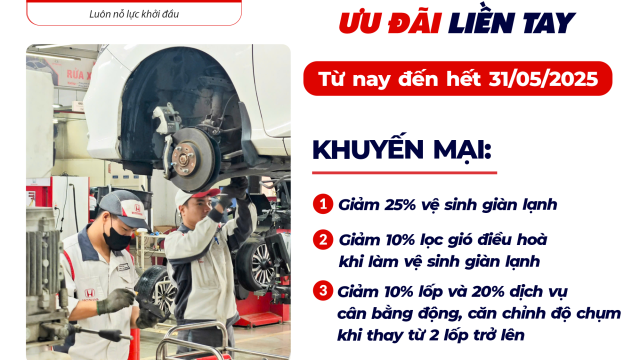 Ưu đãi dịch vụ tháng 5/2025 | Honda Ôtô Bắc Giang